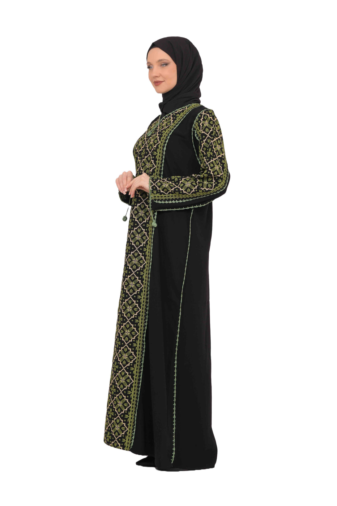 Zaytoon Gift Dress Zaytoon® Embroidered Palestinian Maxi Dress with Long Sleeves