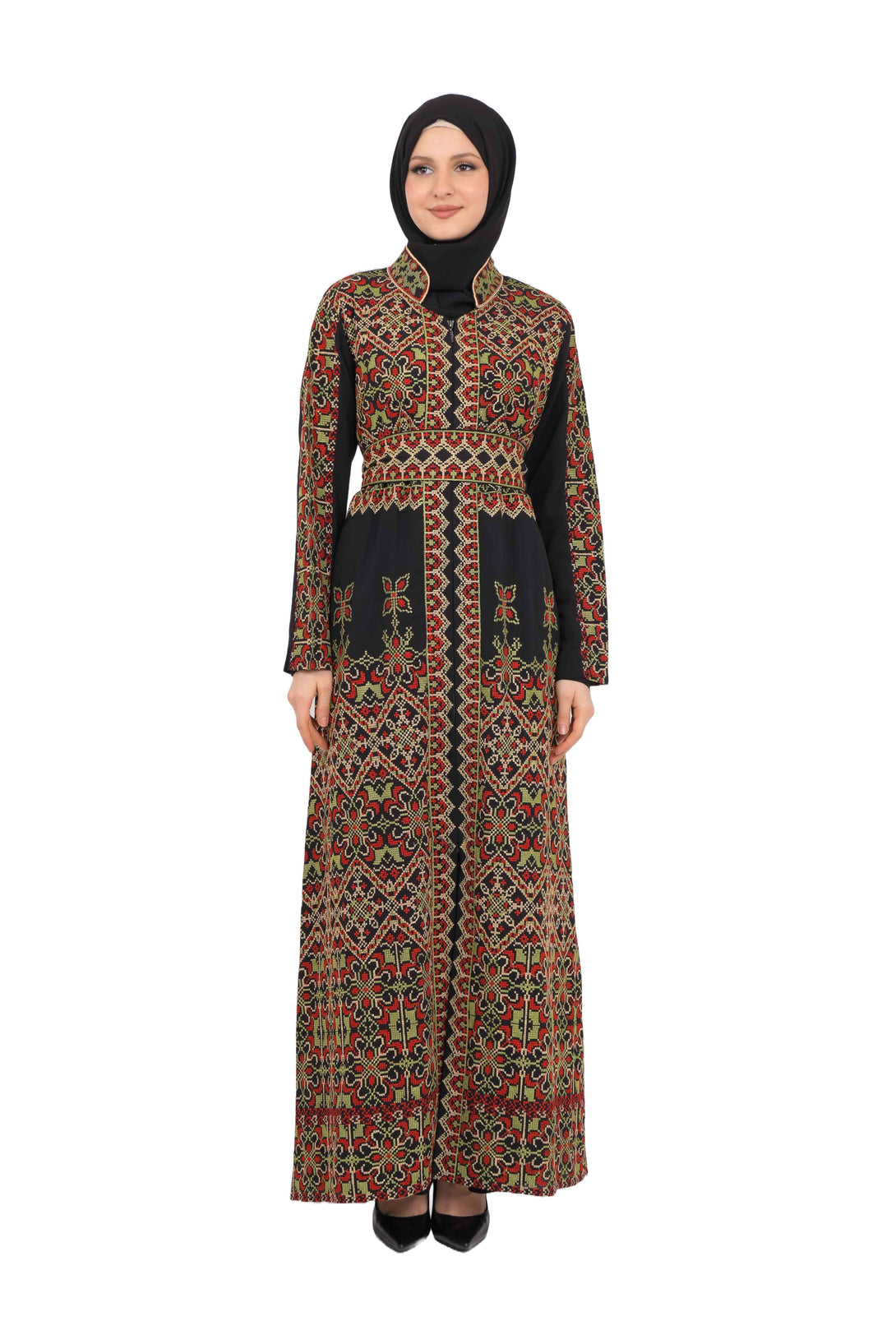 Zaytoon Gift Dress Zaytoon® Embroidered Palestinian Maxi Kaftan with Traditional Embroidery