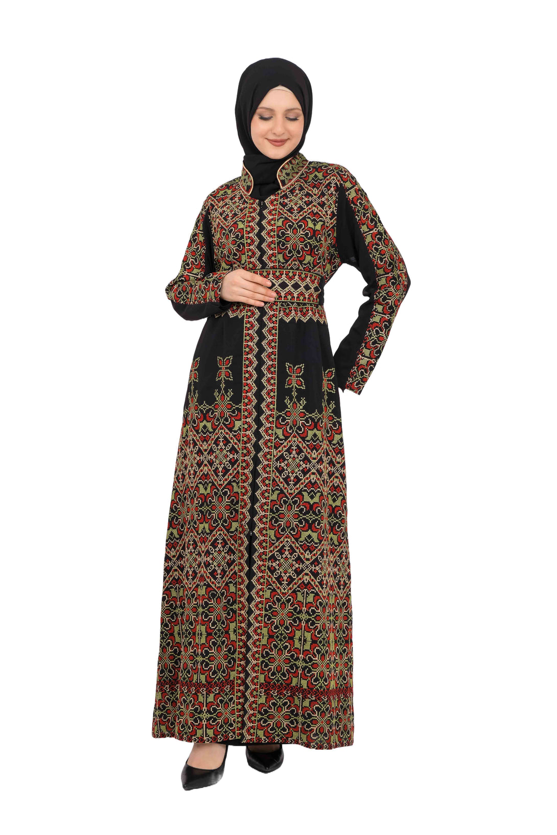 Zaytoon Gift Dress Zaytoon® Embroidered Palestinian Maxi Kaftan with Traditional Embroidery