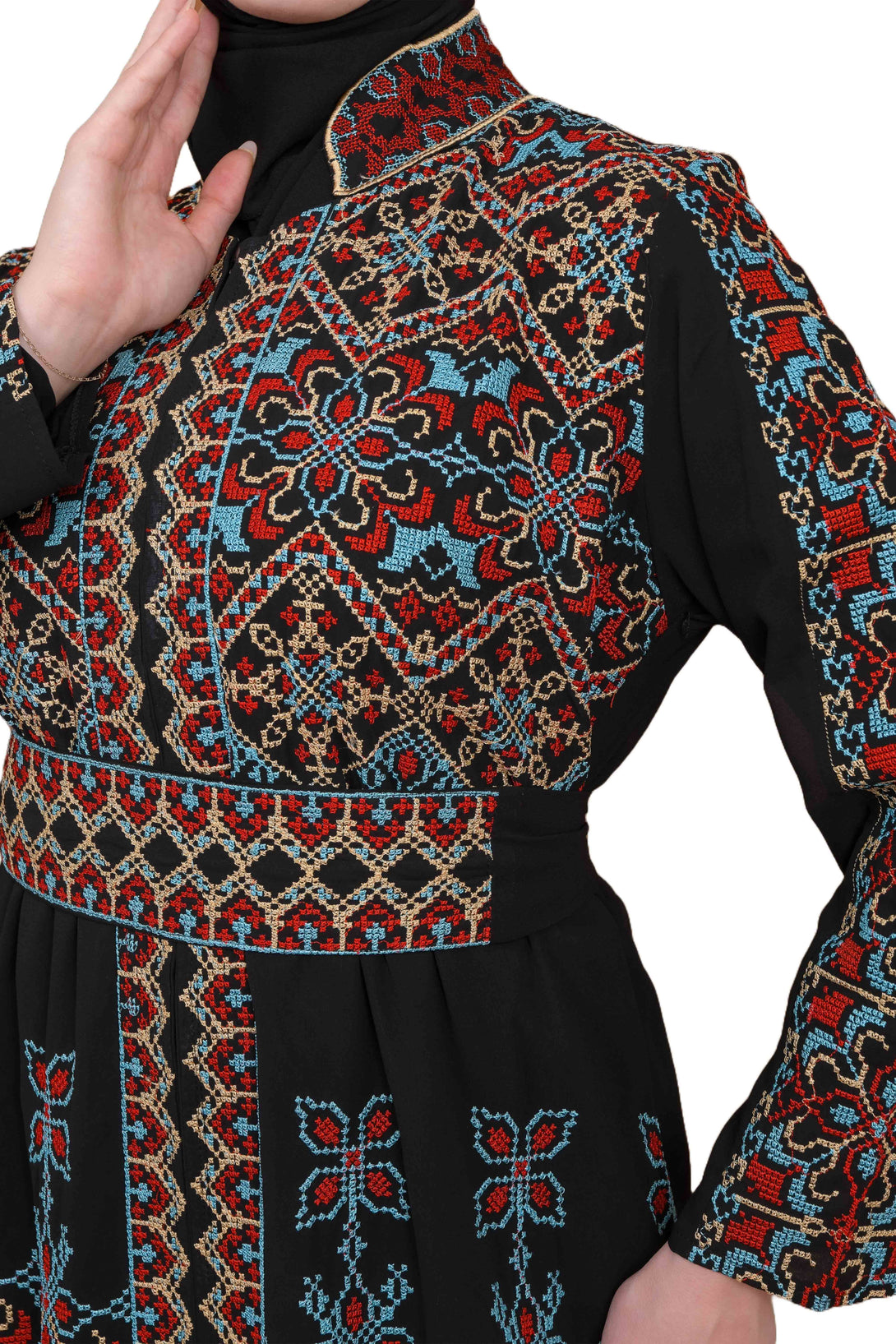 Zaytoon Gift Dress Zaytoon® Embroidered Palestinian Maxi Kaftan with Traditional Embroidery