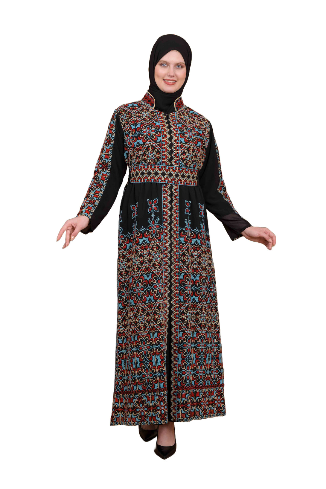 Zaytoon Gift Dress Zaytoon® Embroidered Palestinian Maxi Kaftan with Traditional Embroidery