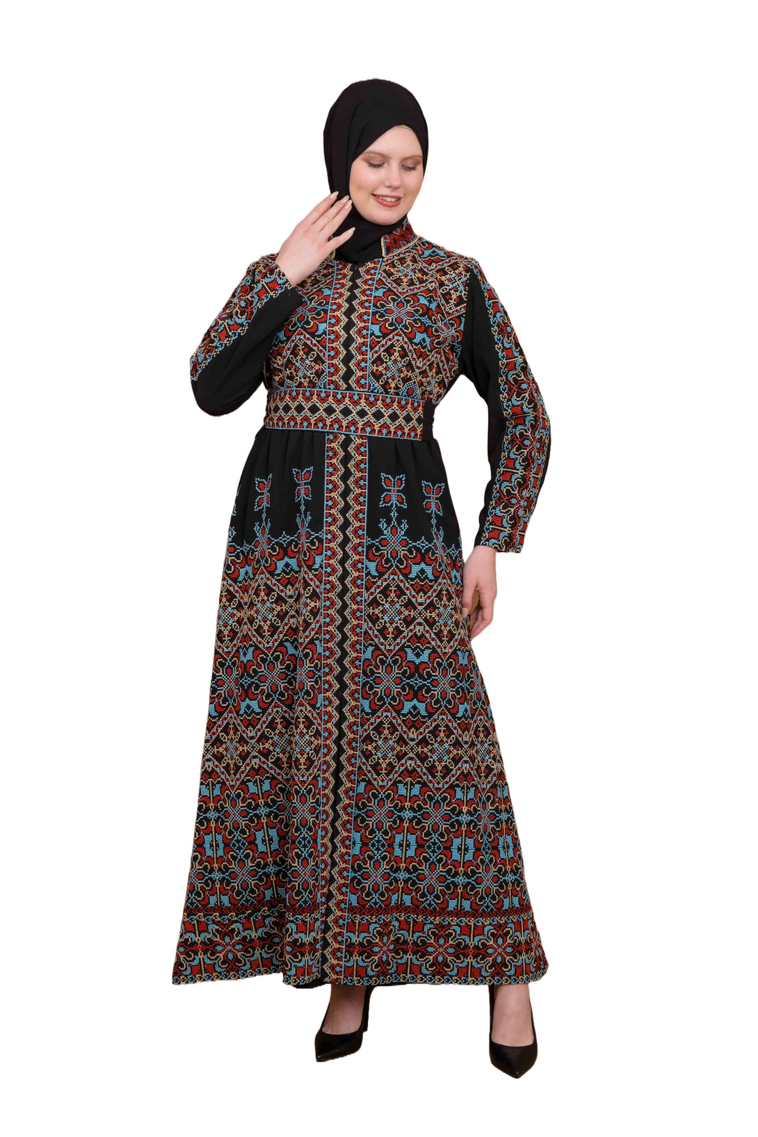 Zaytoon Gift Dress Zaytoon® Embroidered Palestinian Maxi Kaftan with Traditional Embroidery