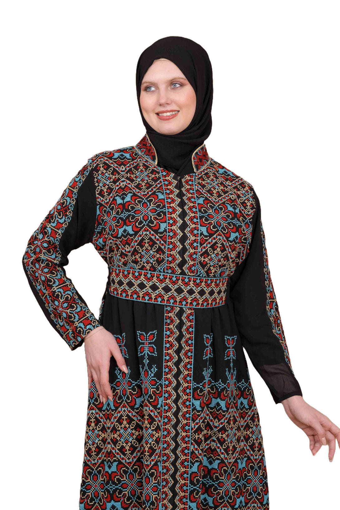 Zaytoon Gift Dress Zaytoon® Embroidered Palestinian Maxi Kaftan with Traditional Embroidery