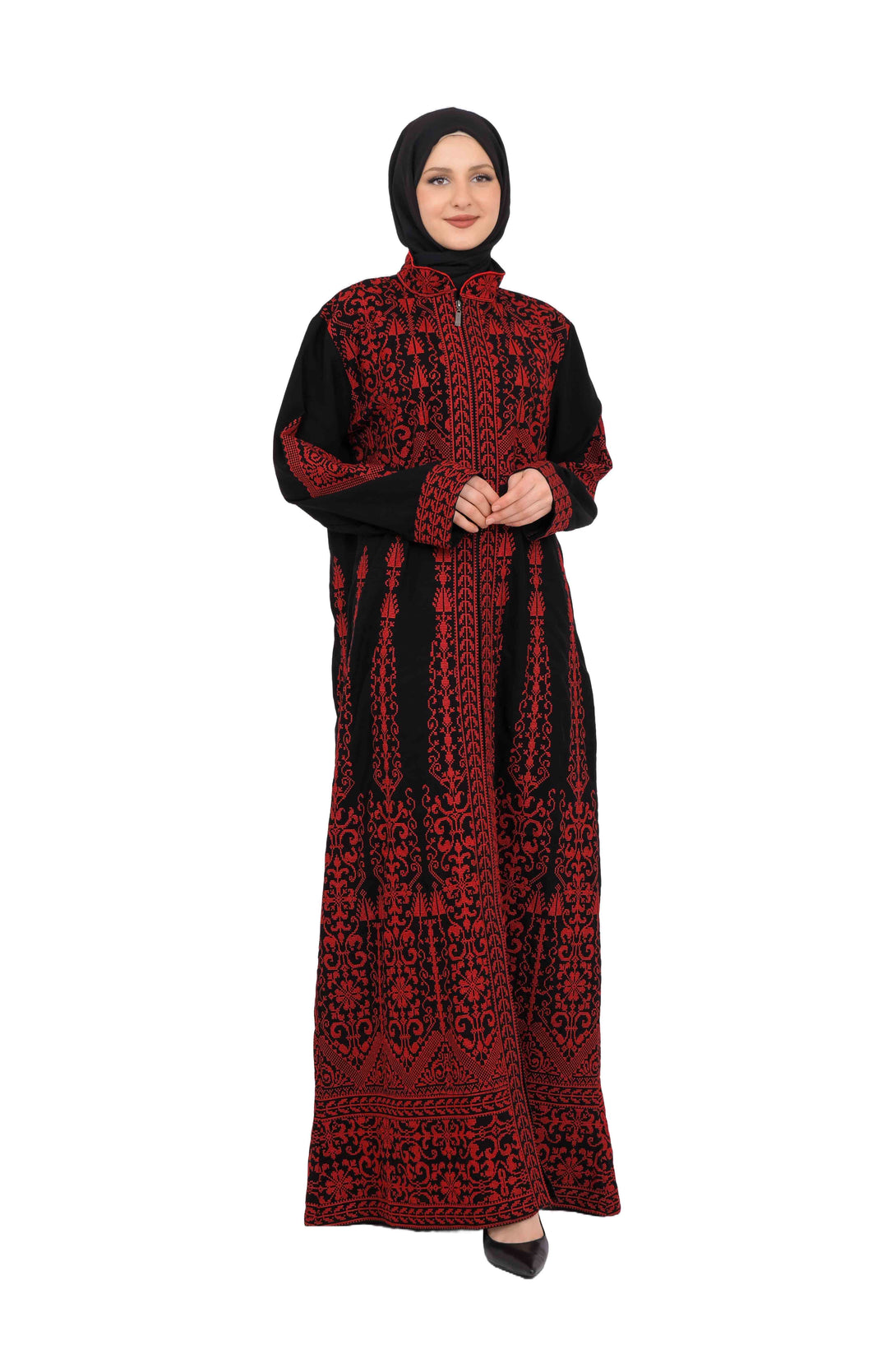 Zaytoon Gift Dress Zaytoon® Embroidered Palestinian Maxi Thobe with Zipper