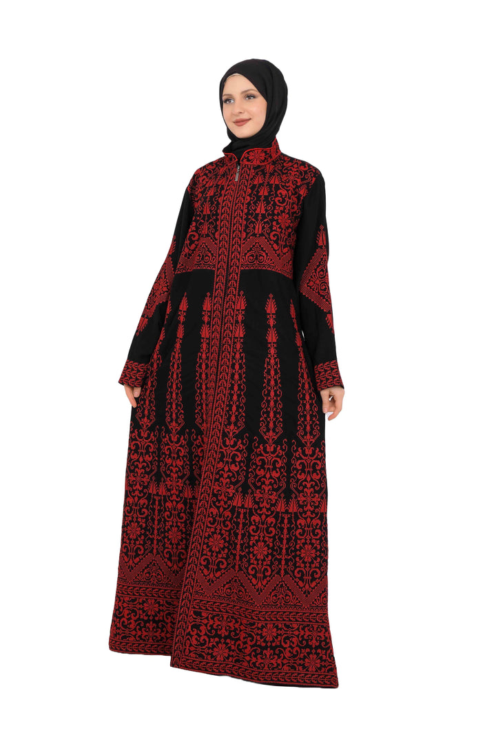 Zaytoon Gift Dress Zaytoon® Embroidered Palestinian Maxi Thobe with Zipper