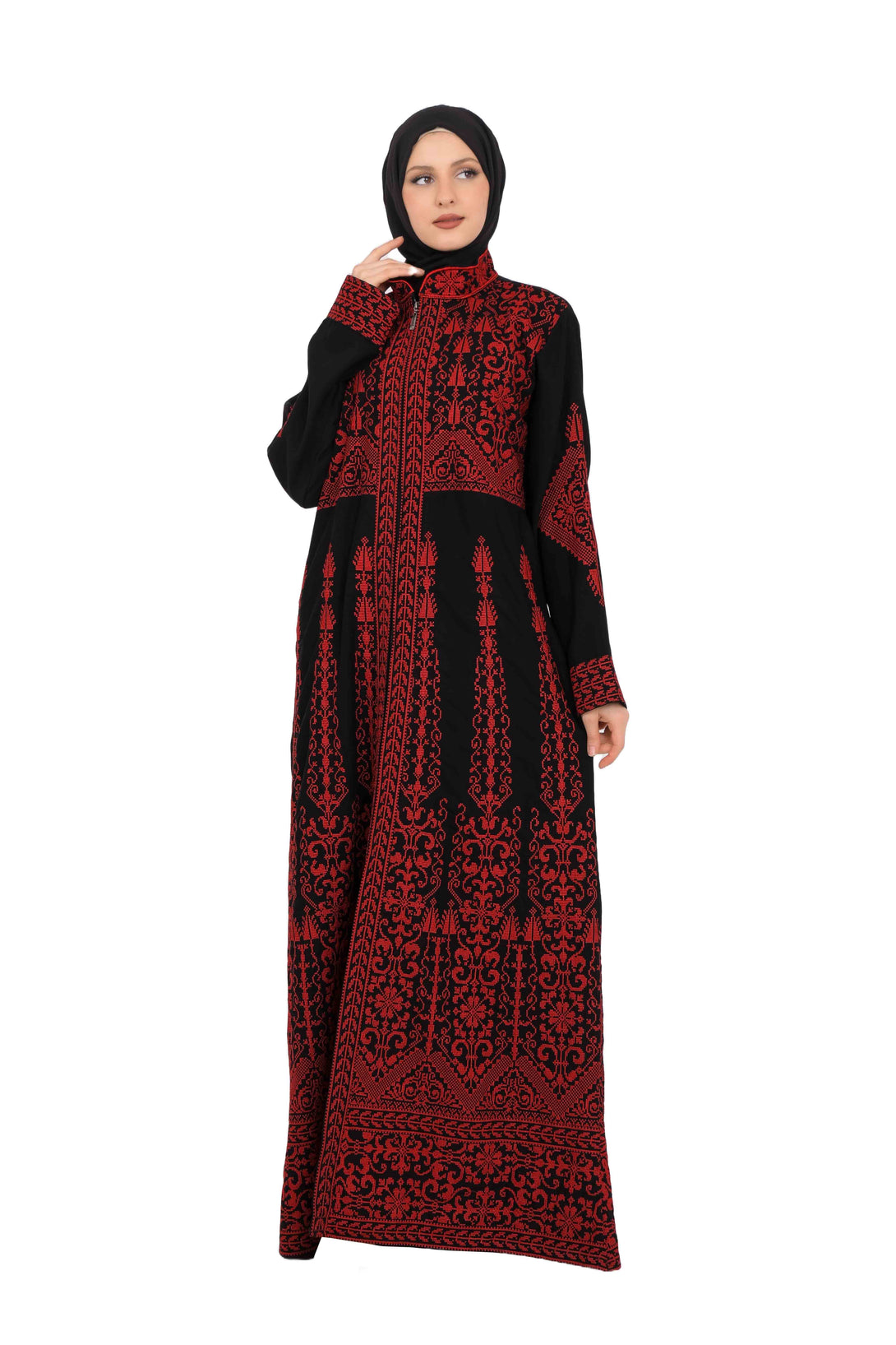 Zaytoon Gift Dress Zaytoon® Embroidered Palestinian Maxi Thobe with Zipper