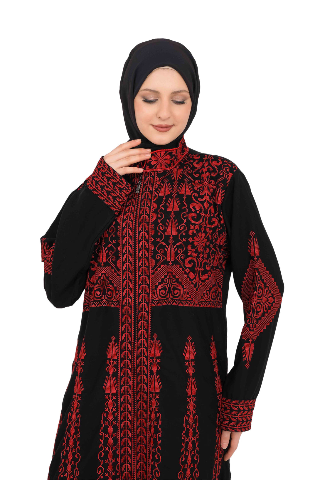 Zaytoon Gift Dress Zaytoon® Embroidered Palestinian Maxi Thobe with Zipper