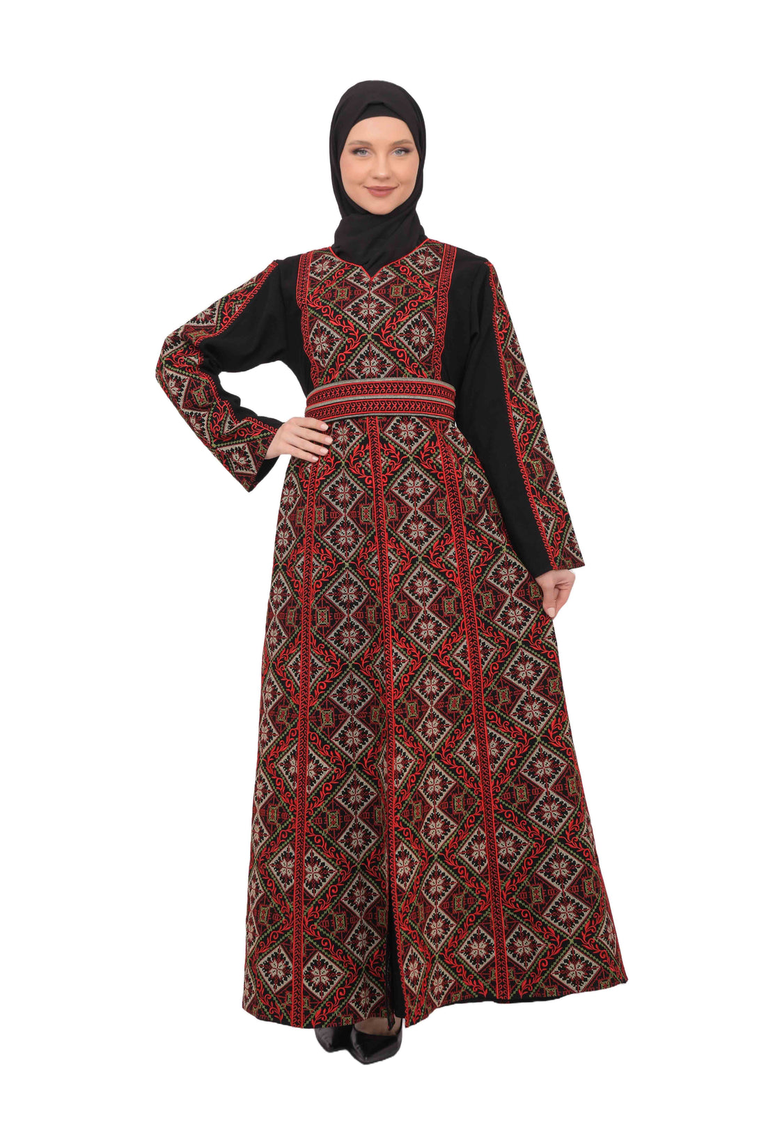 Zaytoon Gift Dress Zaytoon® Palestinian Thobe with Red Tatreez Embroidery