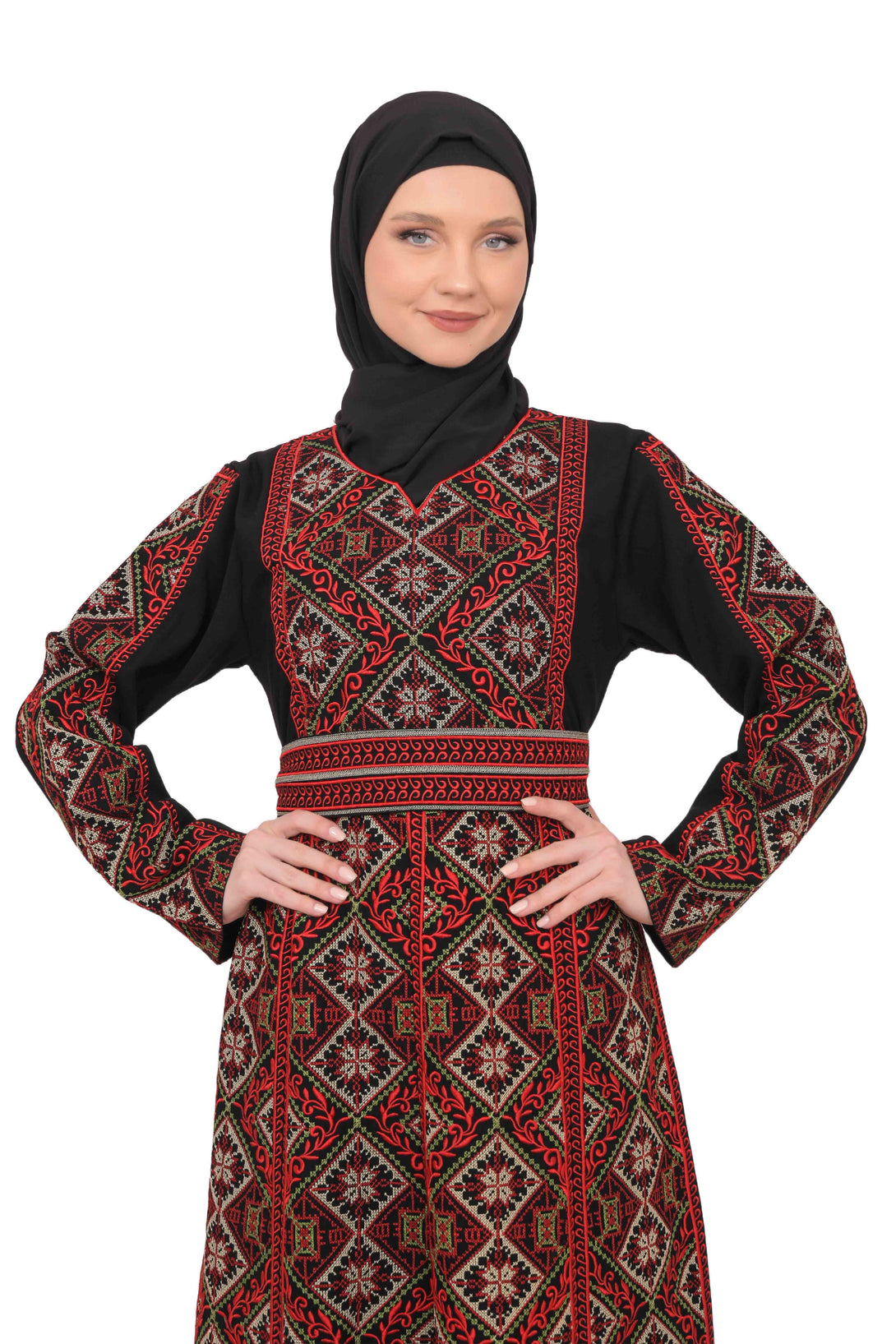 Zaytoon Gift Dress Zaytoon® Palestinian Thobe with Red Tatreez Embroidery