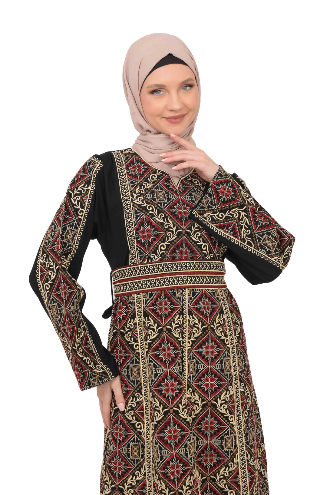 Zaytoon Gift Dress Zaytoon® Palestinian Thobe with Red Tatreez Embroidery