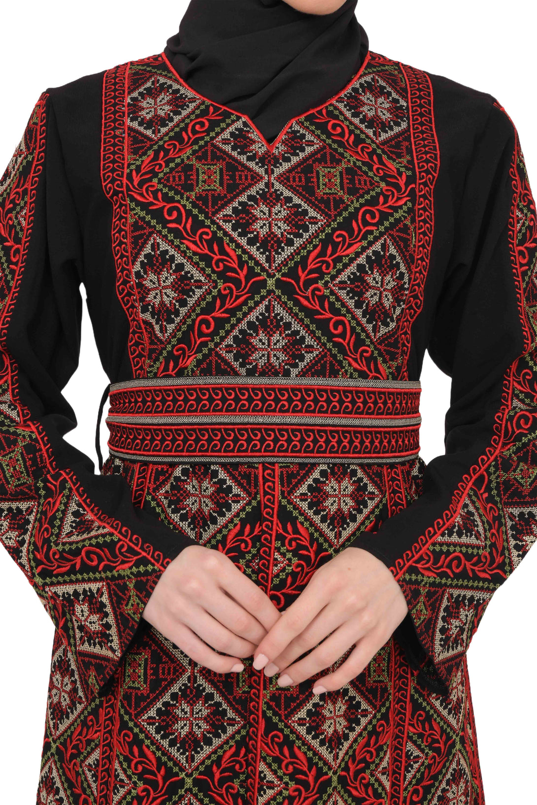 Zaytoon Gift Dress Zaytoon® Palestinian Thobe with Red Tatreez Embroidery