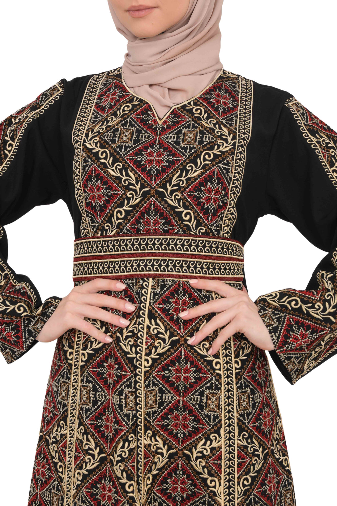 Zaytoon Gift Dress Zaytoon® Palestinian Thobe with Red Tatreez Embroidery