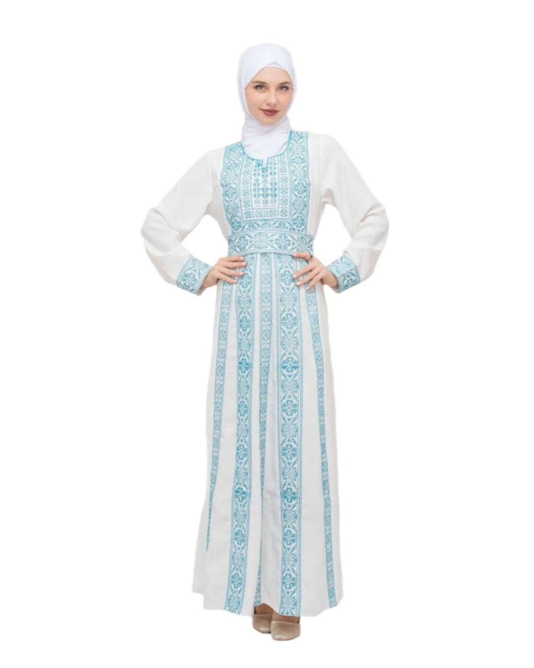 Zaytoon Gift Dress Zaytoon® Palestinian Traditional Embroidered Women's White Dress