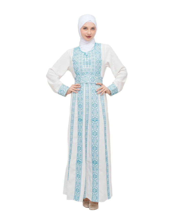 Zaytoon Gift Dress Zaytoon® Palestinian Traditional Embroidered Women's White Dress
