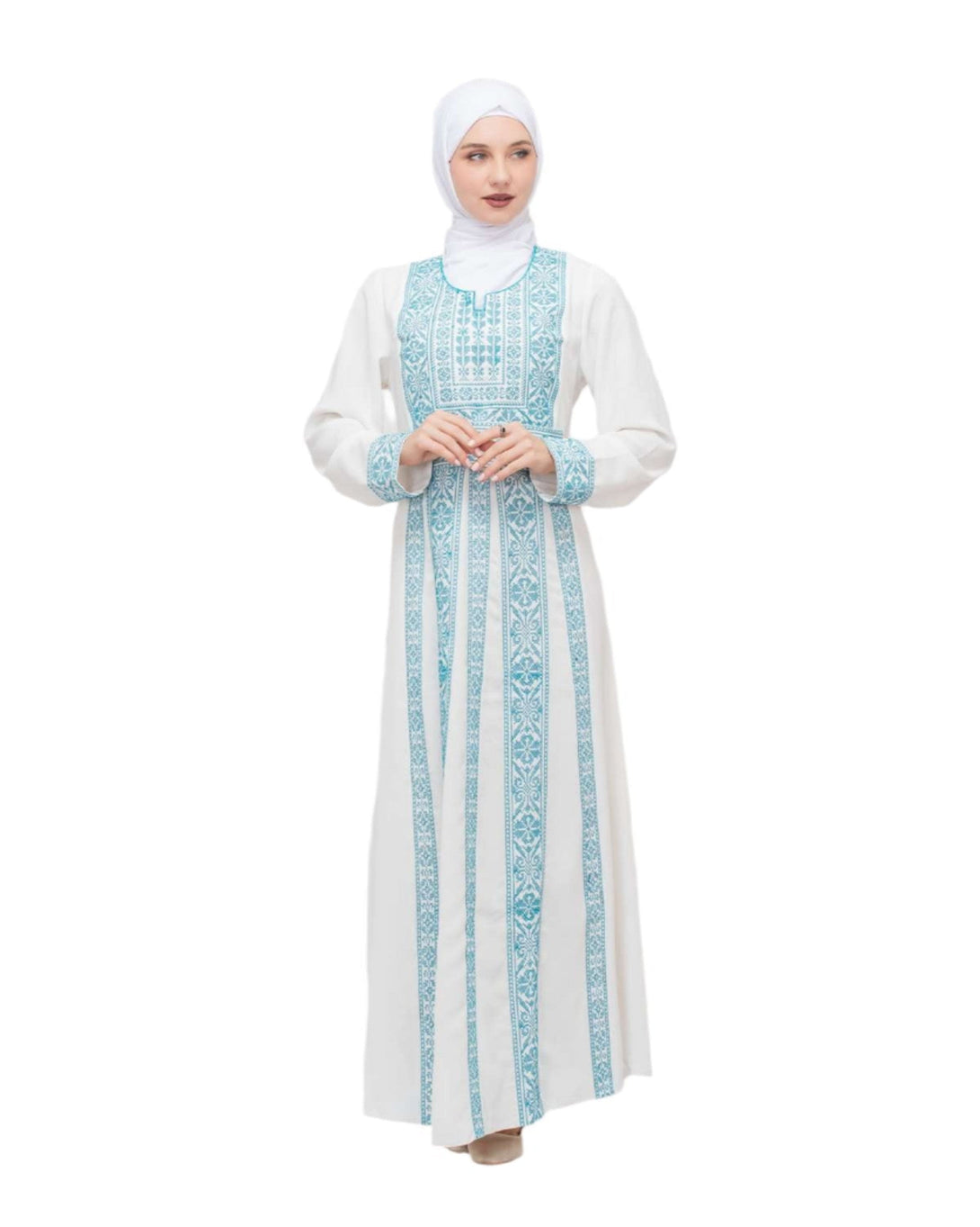 Zaytoon Gift Dress Zaytoon® Palestinian Traditional Embroidered Women's White Dress