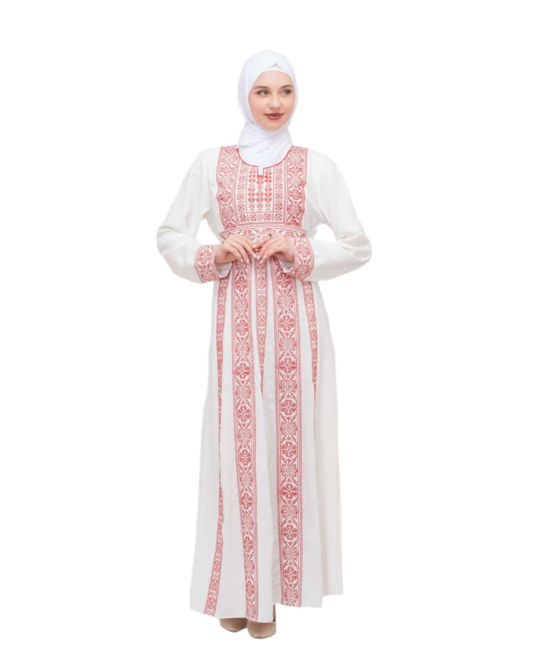 Zaytoon Gift Dress Zaytoon® Palestinian Traditional Embroidered Women's White Dress