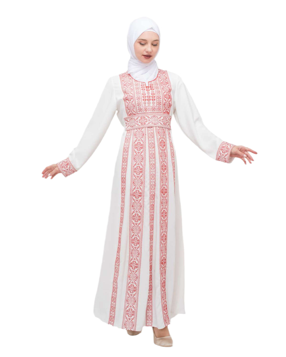 Zaytoon Gift Dress Zaytoon® Palestinian Traditional Embroidered Women's White Dress