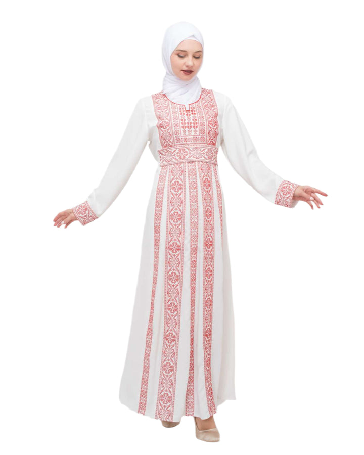 Zaytoon Gift Dress Zaytoon® Palestinian Traditional Embroidered Women's White Dress