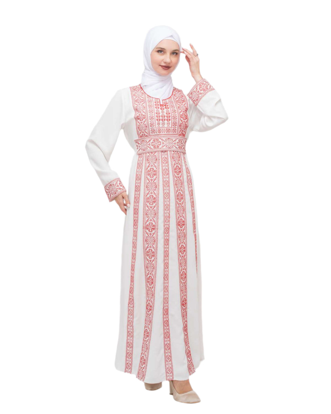 Zaytoon Gift Dress Zaytoon® Palestinian Traditional Embroidered Women's White Dress