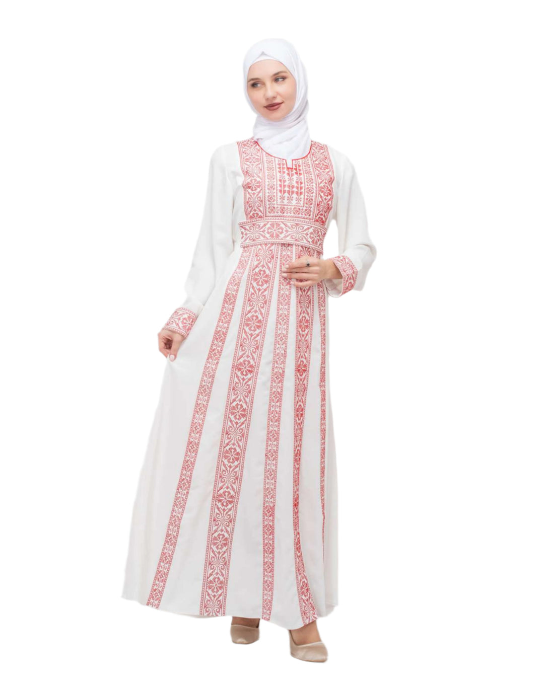 Zaytoon Gift Dress Zaytoon® Palestinian Traditional Embroidered Women's White Dress