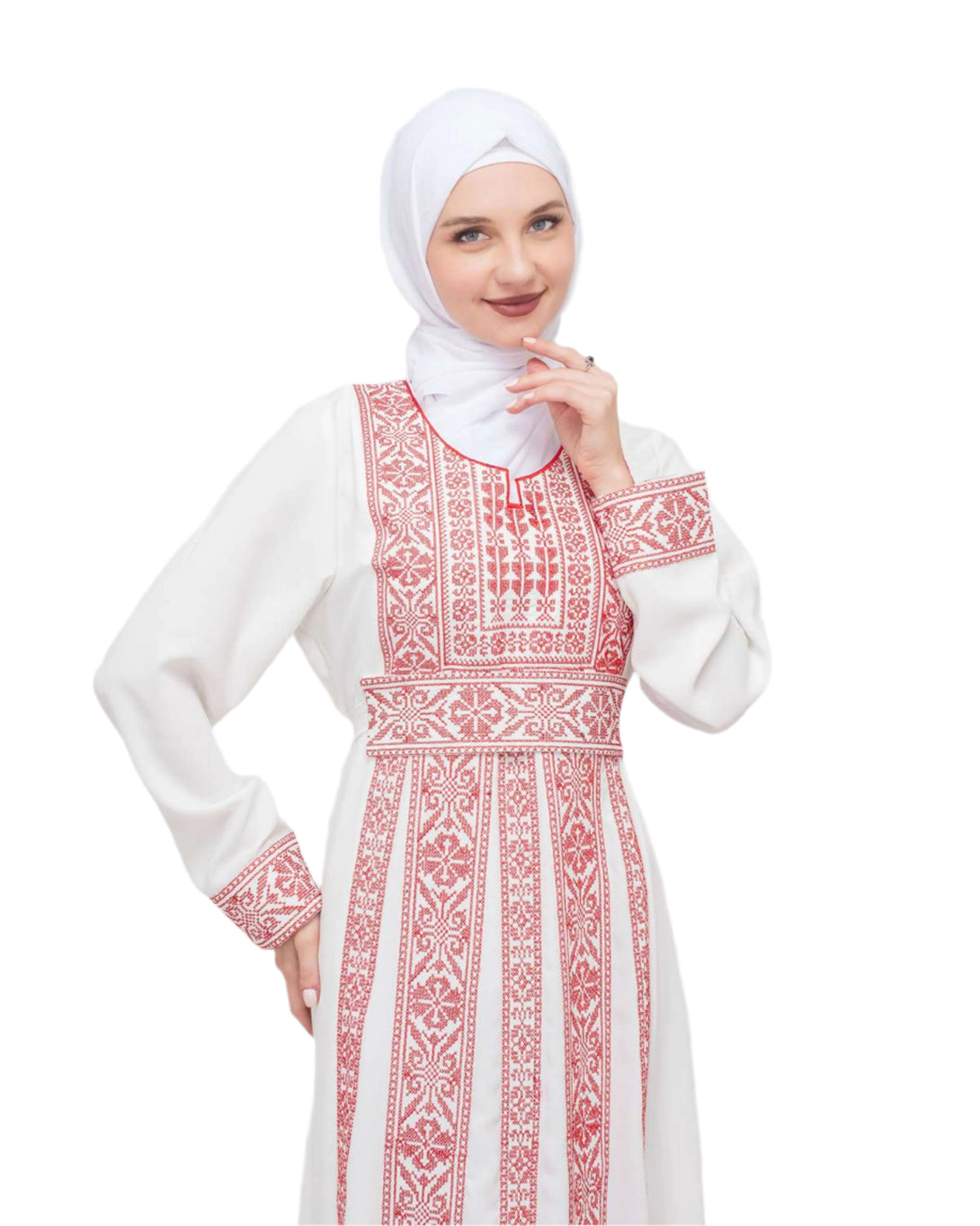 Zaytoon Gift Dress Zaytoon® Palestinian Traditional Embroidered Women's White Dress