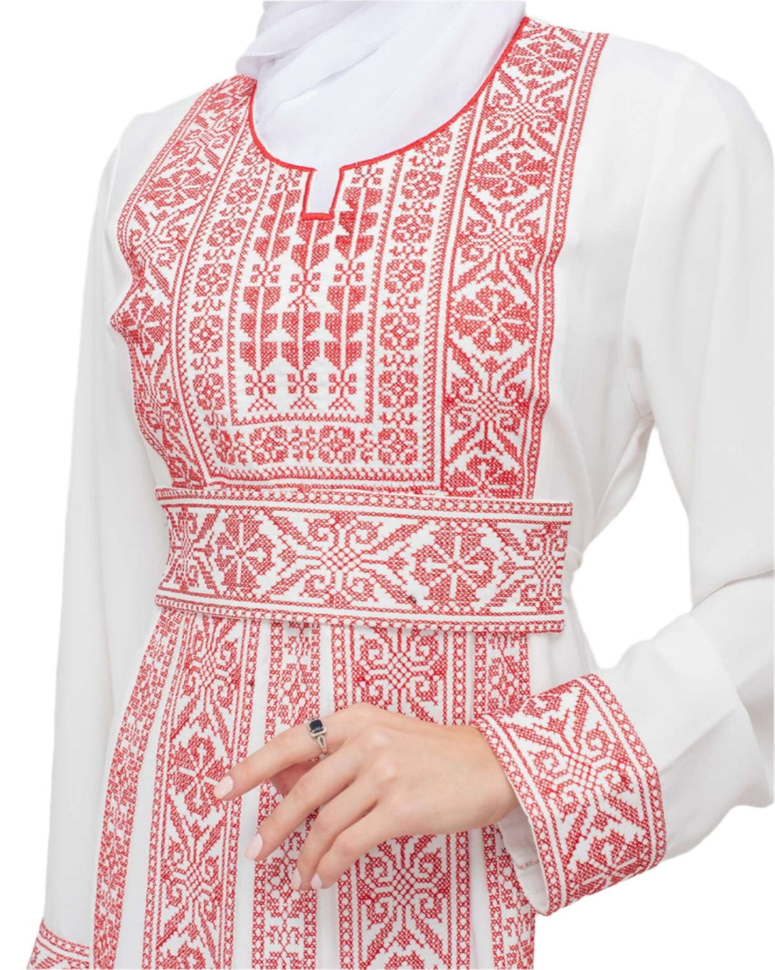 Zaytoon Gift Dress Zaytoon® Palestinian Traditional Embroidered Women's White Dress