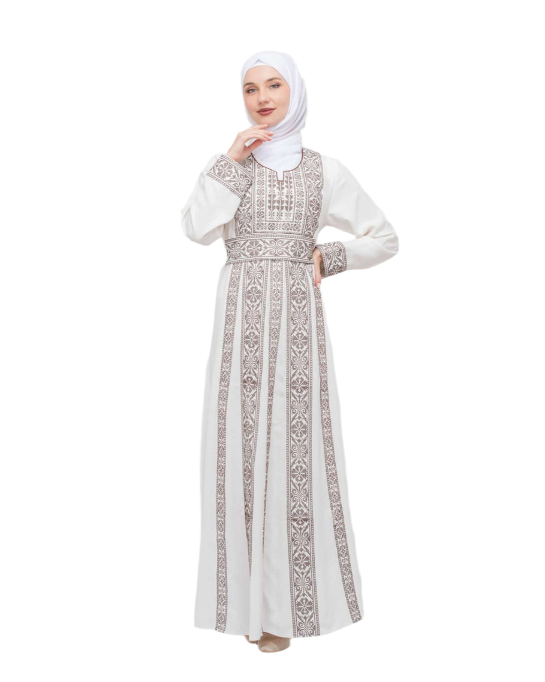 Zaytoon Gift Dress Zaytoon® Palestinian Traditional Embroidered Women's White Dress