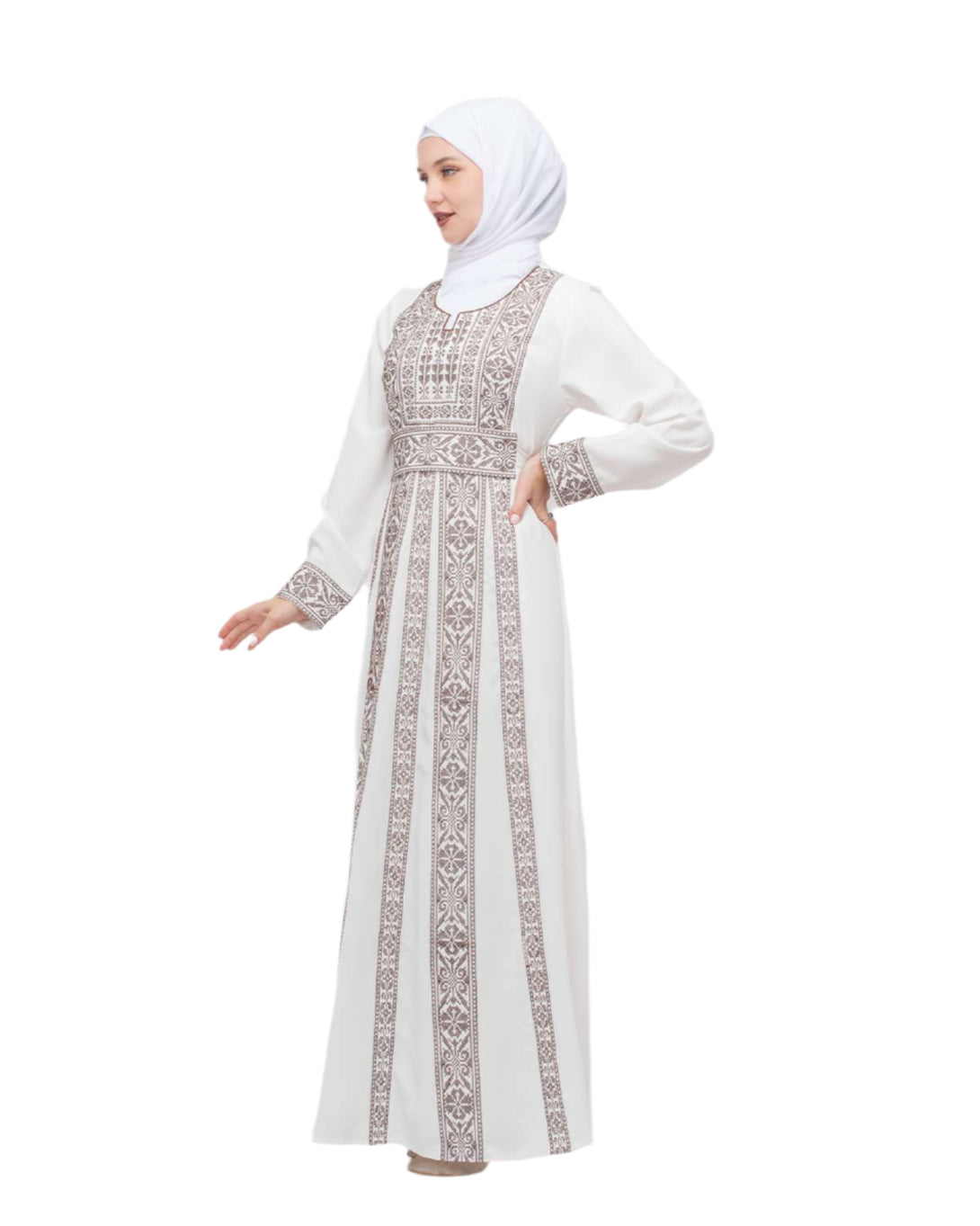 Zaytoon Gift Dress Zaytoon® Palestinian Traditional Embroidered Women's White Dress