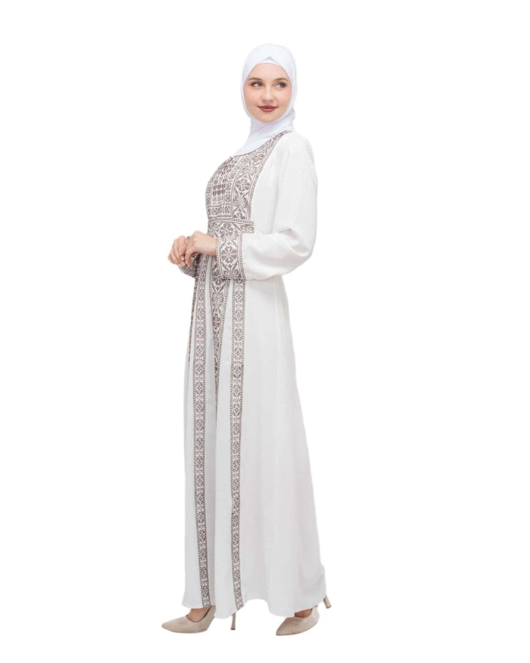 Zaytoon Gift Dress Zaytoon® Palestinian Traditional Embroidered Women's White Dress