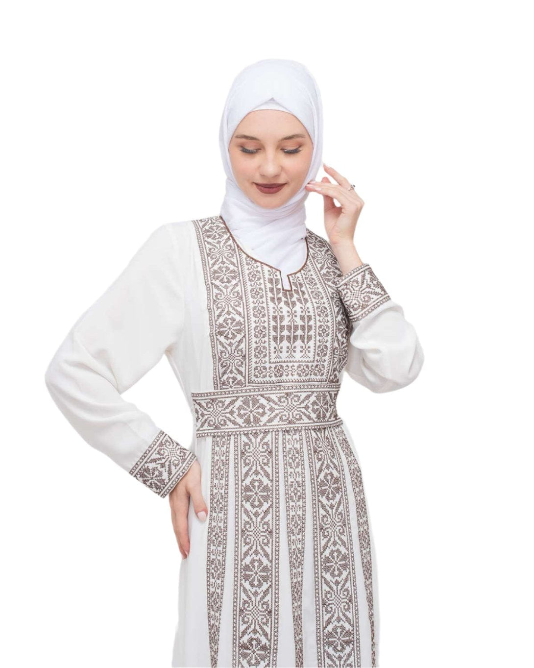 Zaytoon Gift Dress Zaytoon® Palestinian Traditional Embroidered Women's White Dress