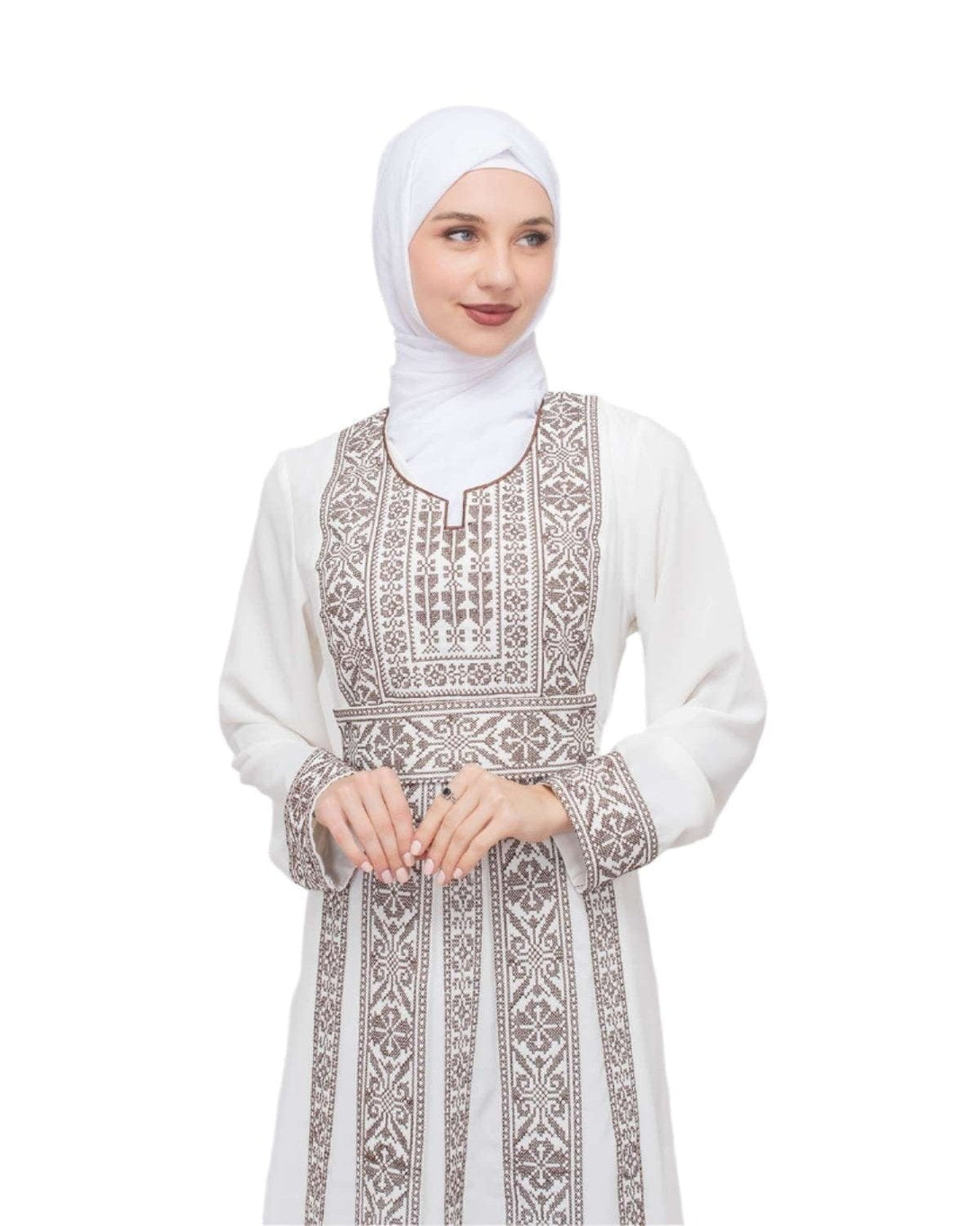 Zaytoon Gift Dress Zaytoon® Palestinian Traditional Embroidered Women's White Dress