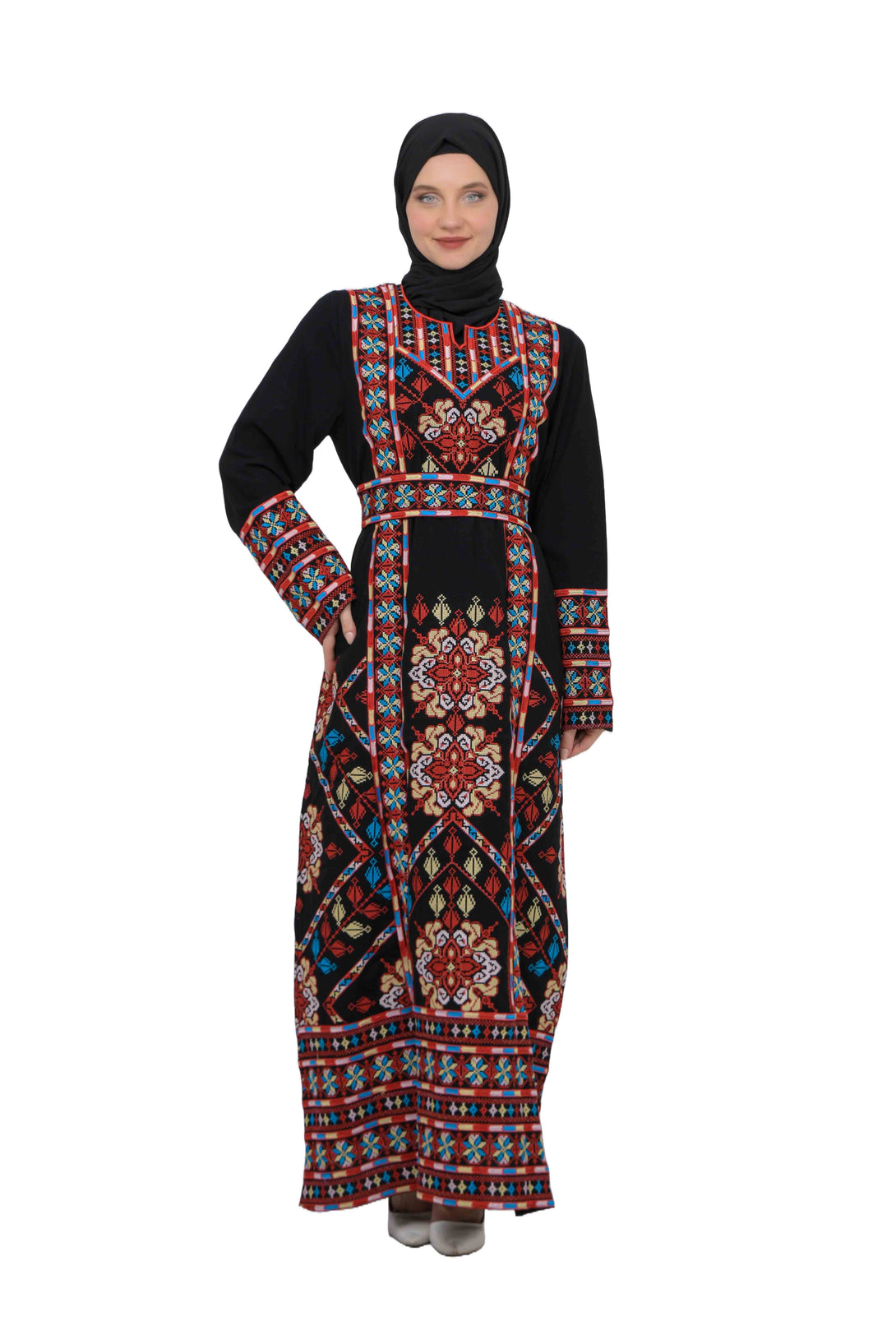 Zaytoon Gift Dress Zaytoon® Traditional Palestinian Rose Double-Sided Embroidered Long Women's Dress