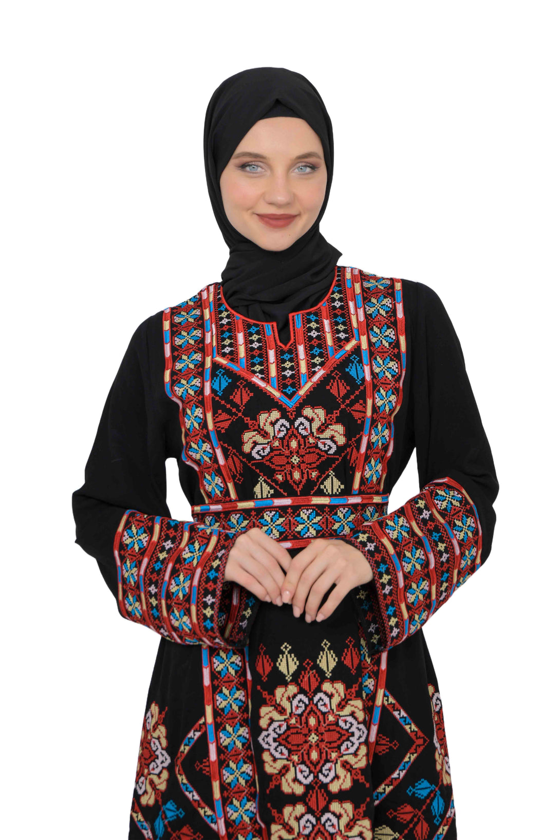 Zaytoon Gift Dress Zaytoon® Traditional Palestinian Rose Double-Sided Embroidered Long Women's Dress