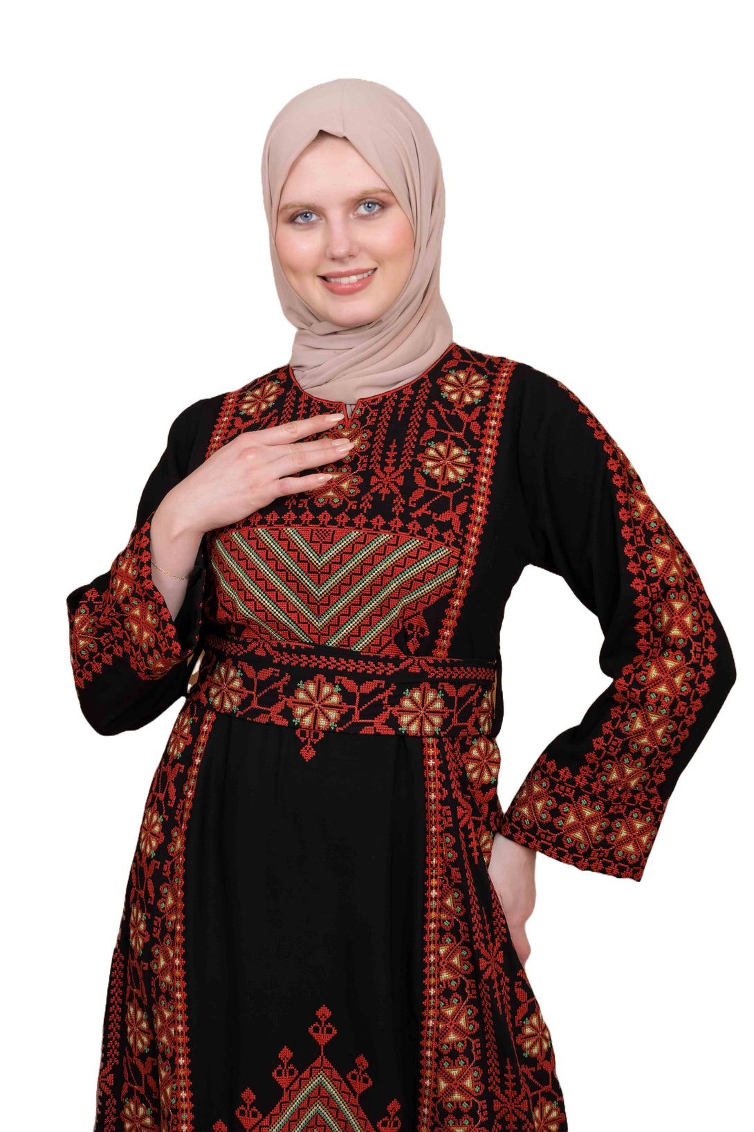 Zaytoon Gift Dress Zaytoon® Traditional Palestinian Thobe with Triangle Embroidery