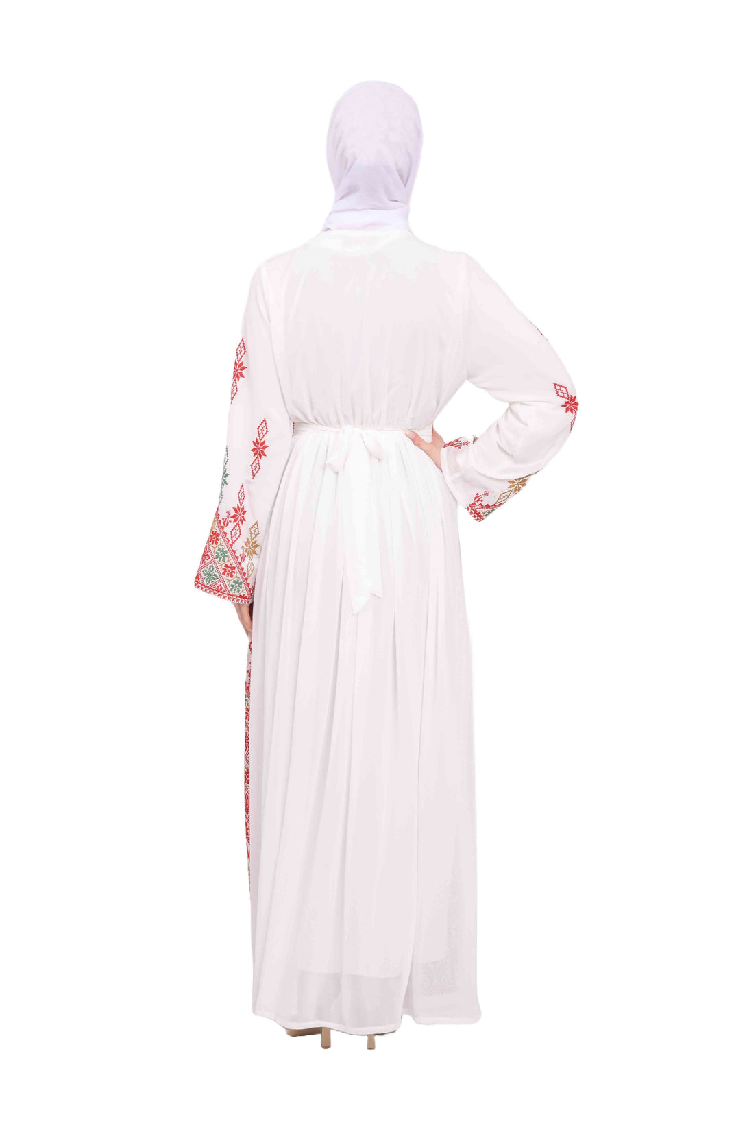 Zaytoon Gift Dress Zaytoon® White Chiffon Traditional Palestinian Embroidered Thobe