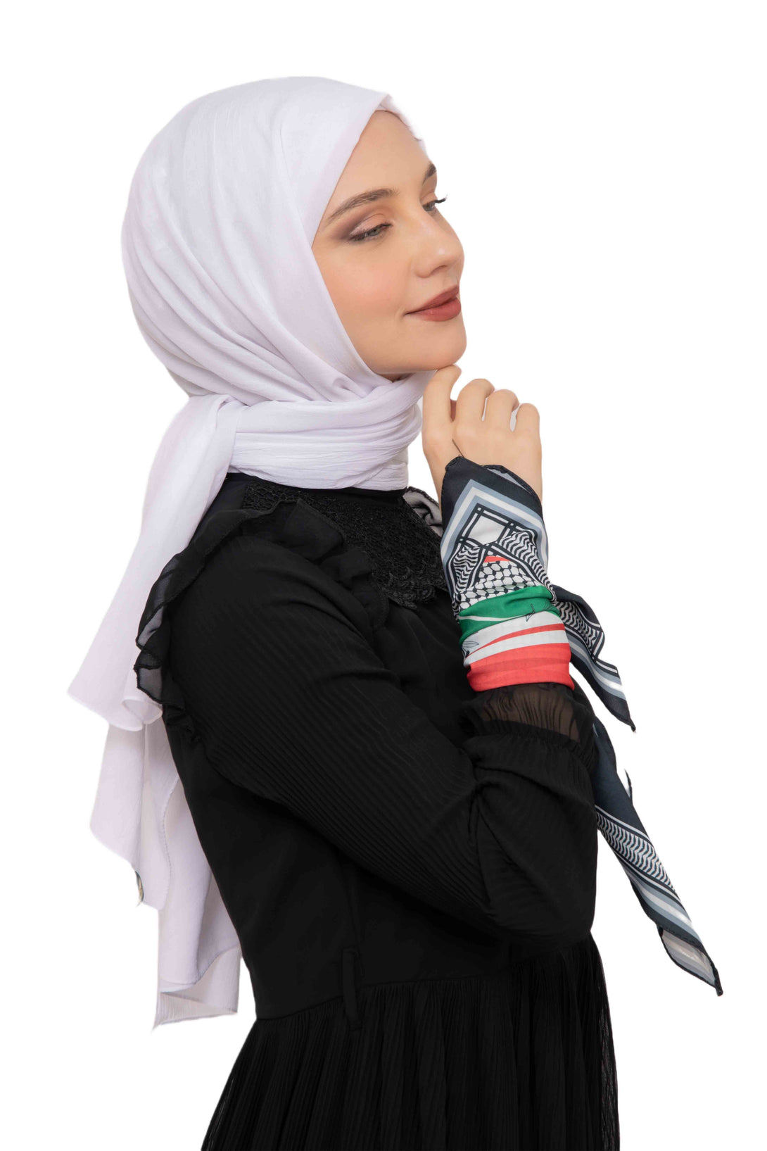 Zaytoon Gift Foular Unisex Tassel-Less Palestinian Olive and Flag Printed Scarf