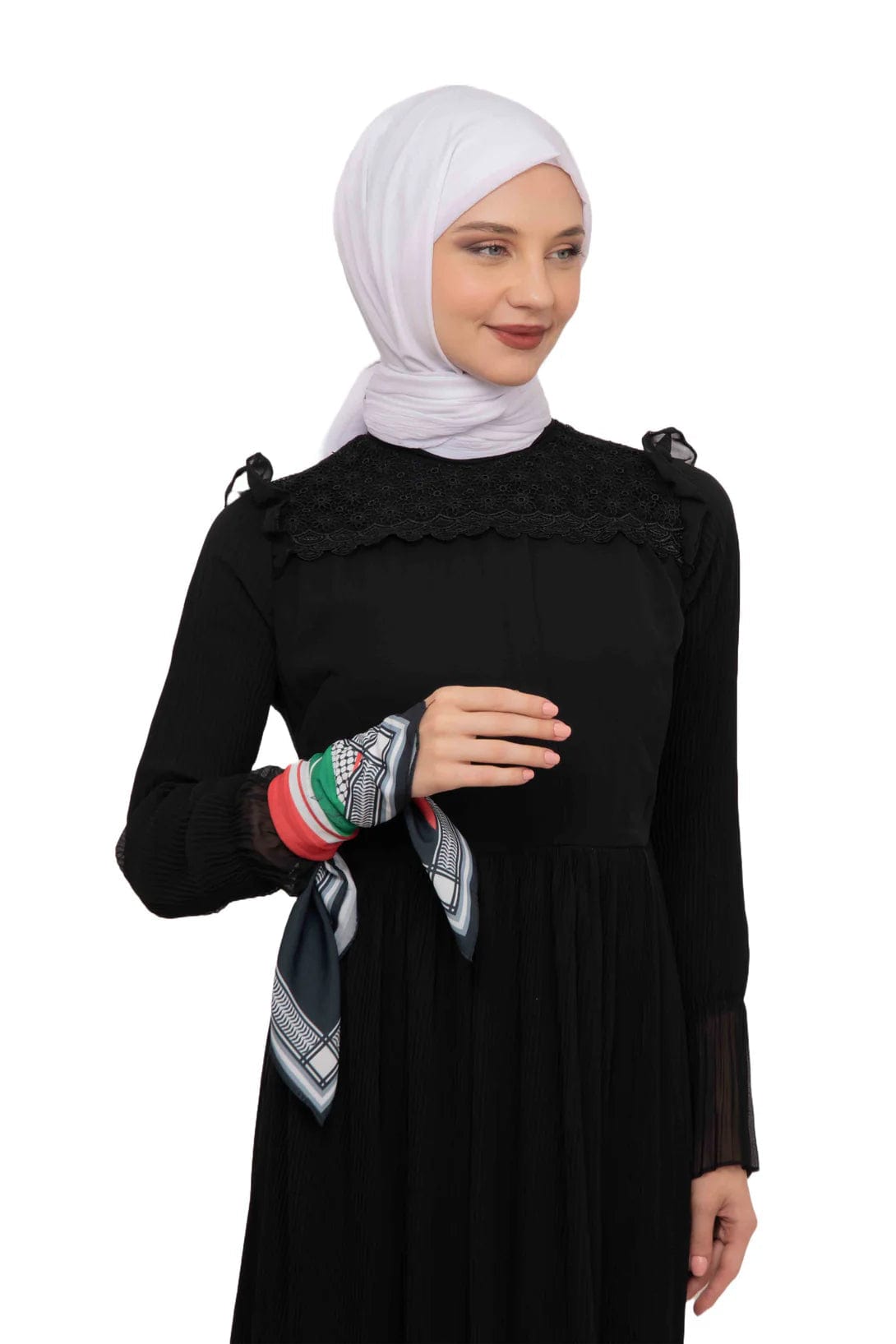 Zaytoon Gift Foular Unisex Tassel-Less Palestinian Olive and Flag Printed Scarf