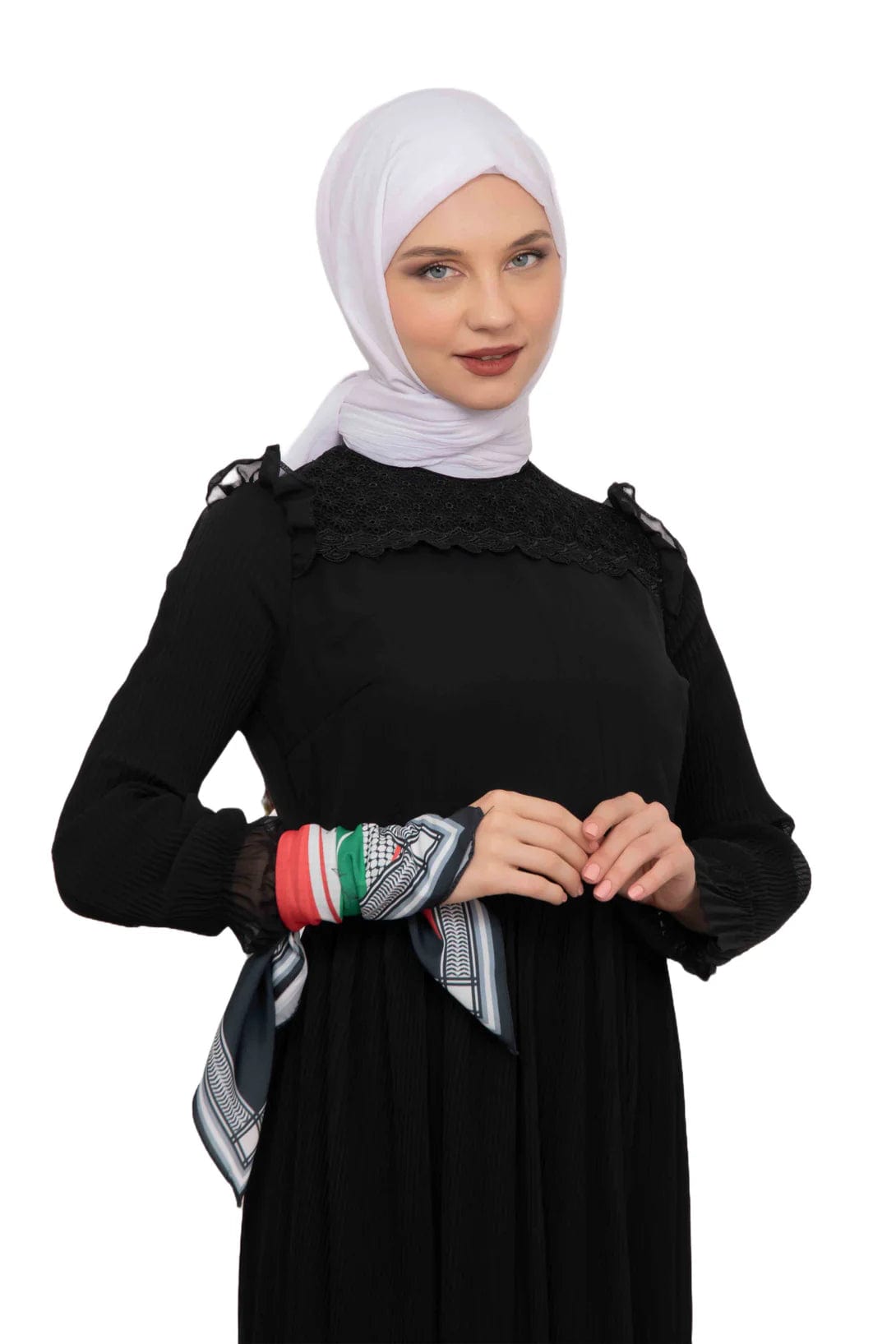 Zaytoon Gift Foular Unisex Tassel-Less Palestinian Olive and Flag Printed Scarf