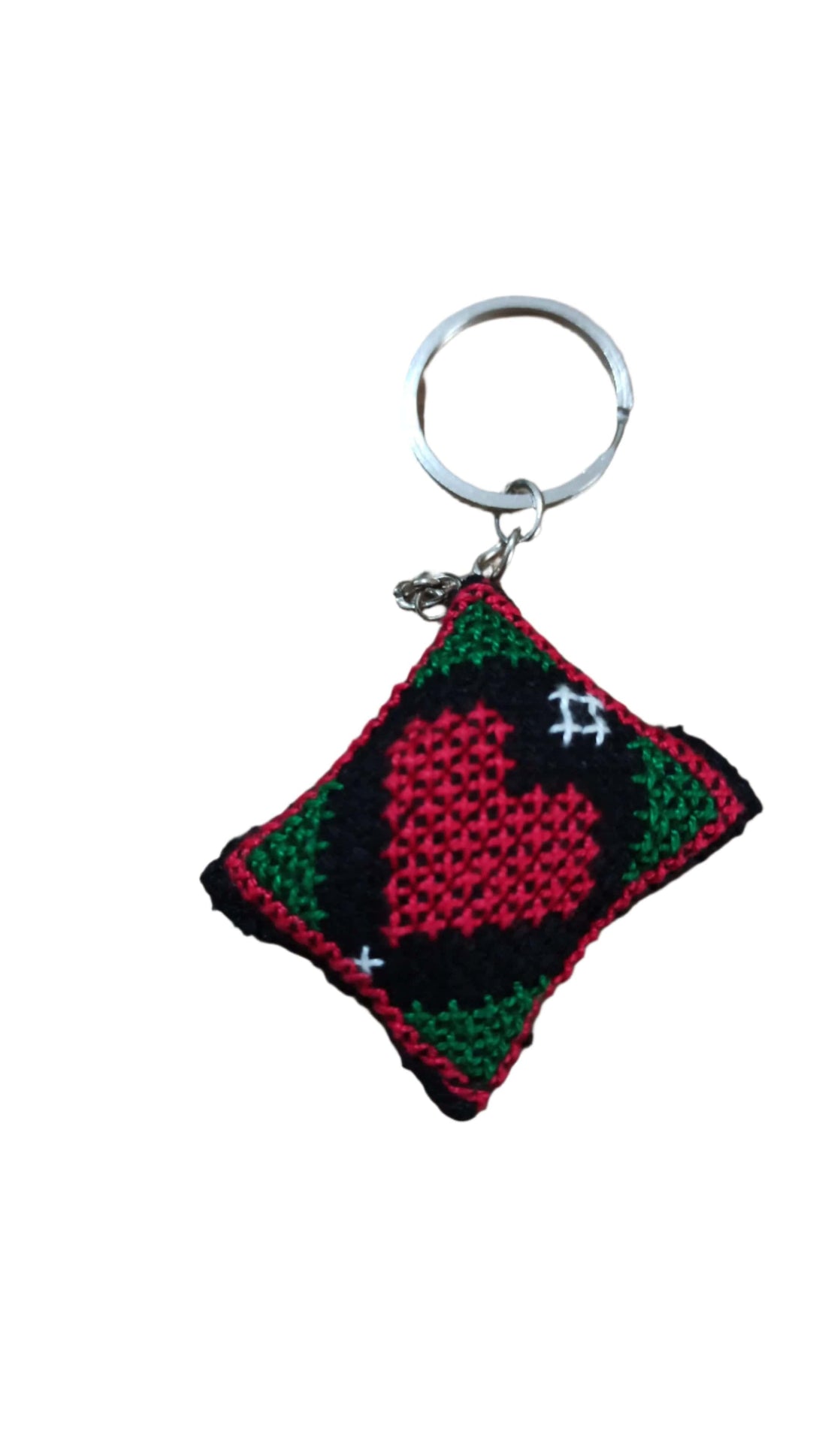 Zaytoon Gift Key chain Palestine Flag Keychain with Red Heart Hand Embroidery