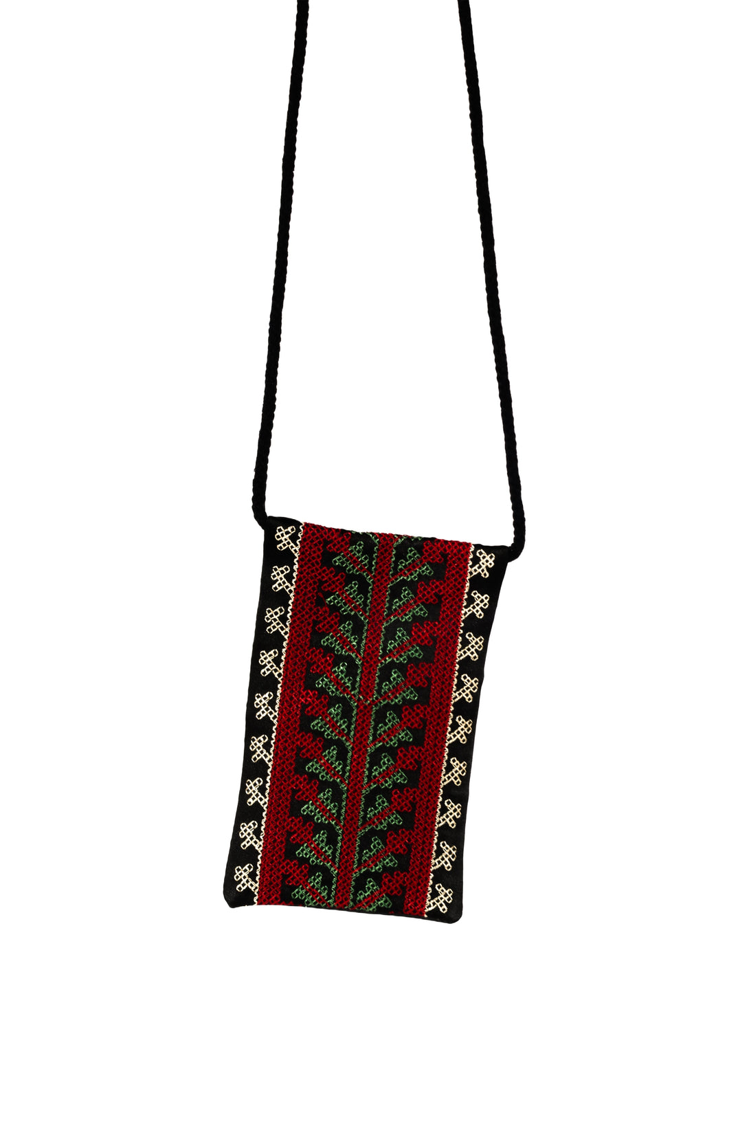 Zaytoon Gift Phone Case Bag Palestinian Traditional Colorful Embroidered Red And Green And Beige Arrow Shape Phone Case Bag