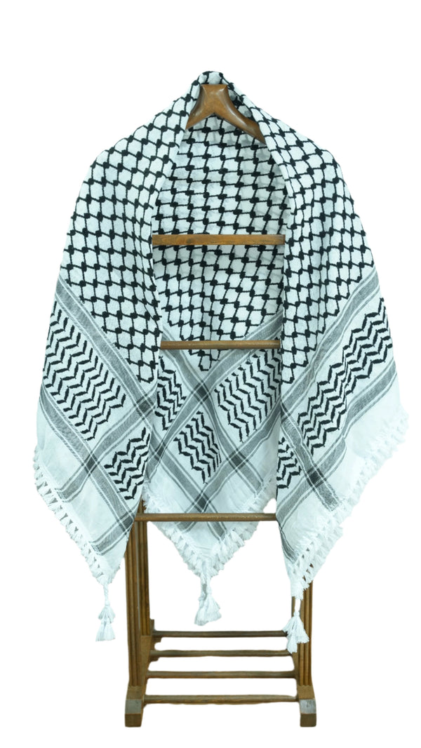 Zaytoon Gift Pushpa Cm Palestinian Keffiyeh Scarf White Black