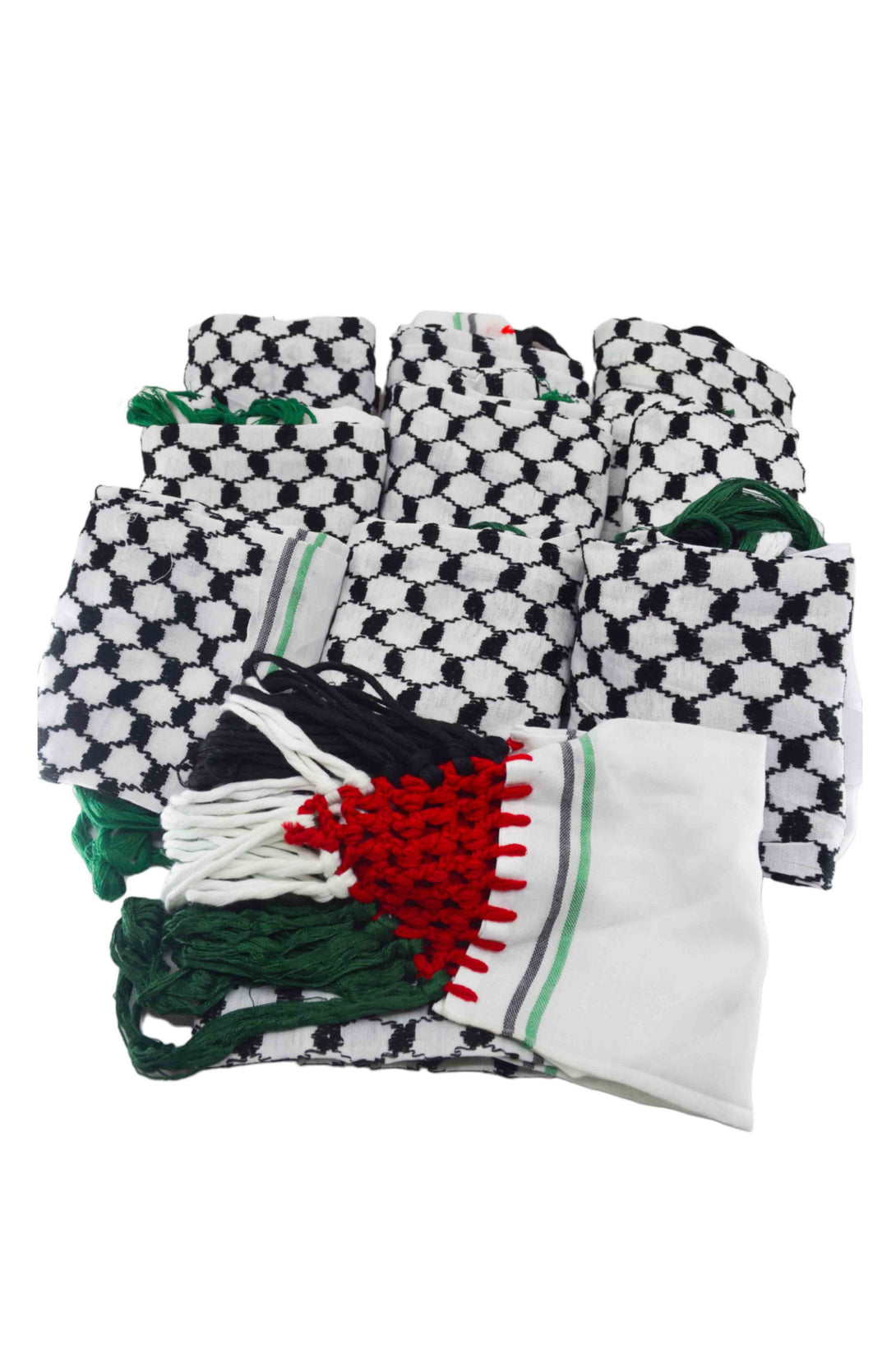 Zaytoon Gift Pushpa Palestine Flag Tassel Keffiyeh Embroidered Gaza Keffiyeh 10 Pieces