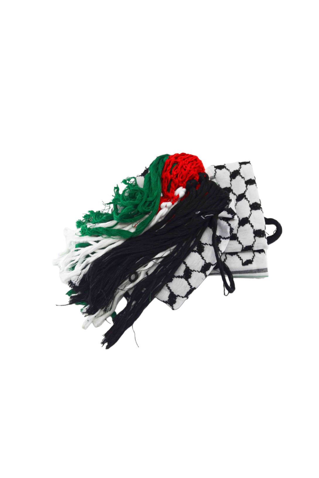 Zaytoon Gift Pushpa Palestine Flag Tassel Keffiyeh Embroidered Gaza Keffiyeh 10 Pieces