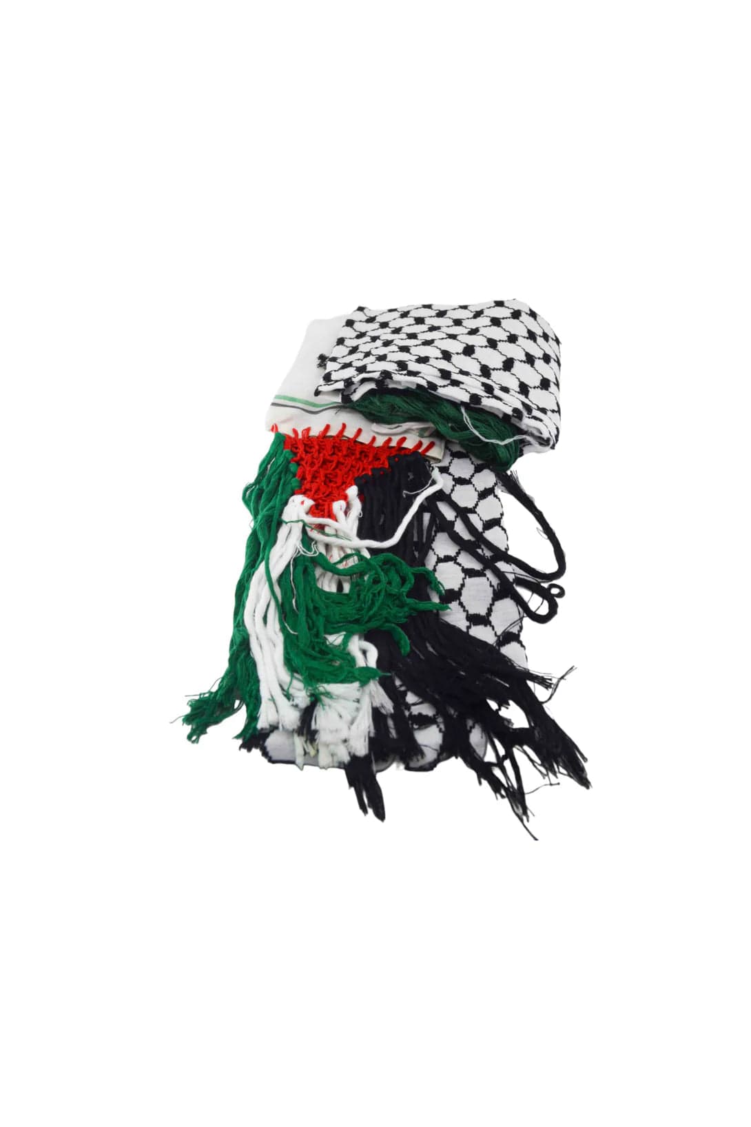 Zaytoon Gift Pushpa Palestine Flag Tassel Keffiyeh Embroidered Gaza Keffiyeh 10 Pieces