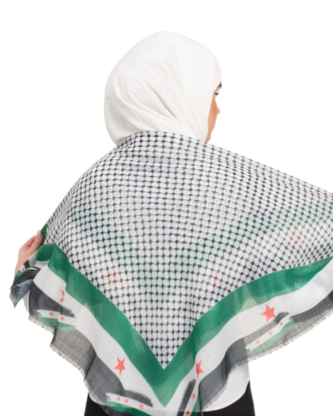 Zaytoon Gift Scarf Syrian Flag Framed Scarf Keffiyeh Colorful Plaid Womens Scarf S100028