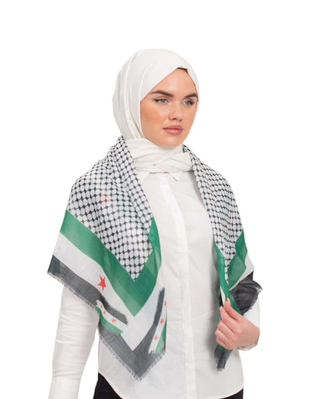 Zaytoon Gift Scarf Syrian Flag Framed Scarf Keffiyeh Colorful Plaid Womens Scarf S100028