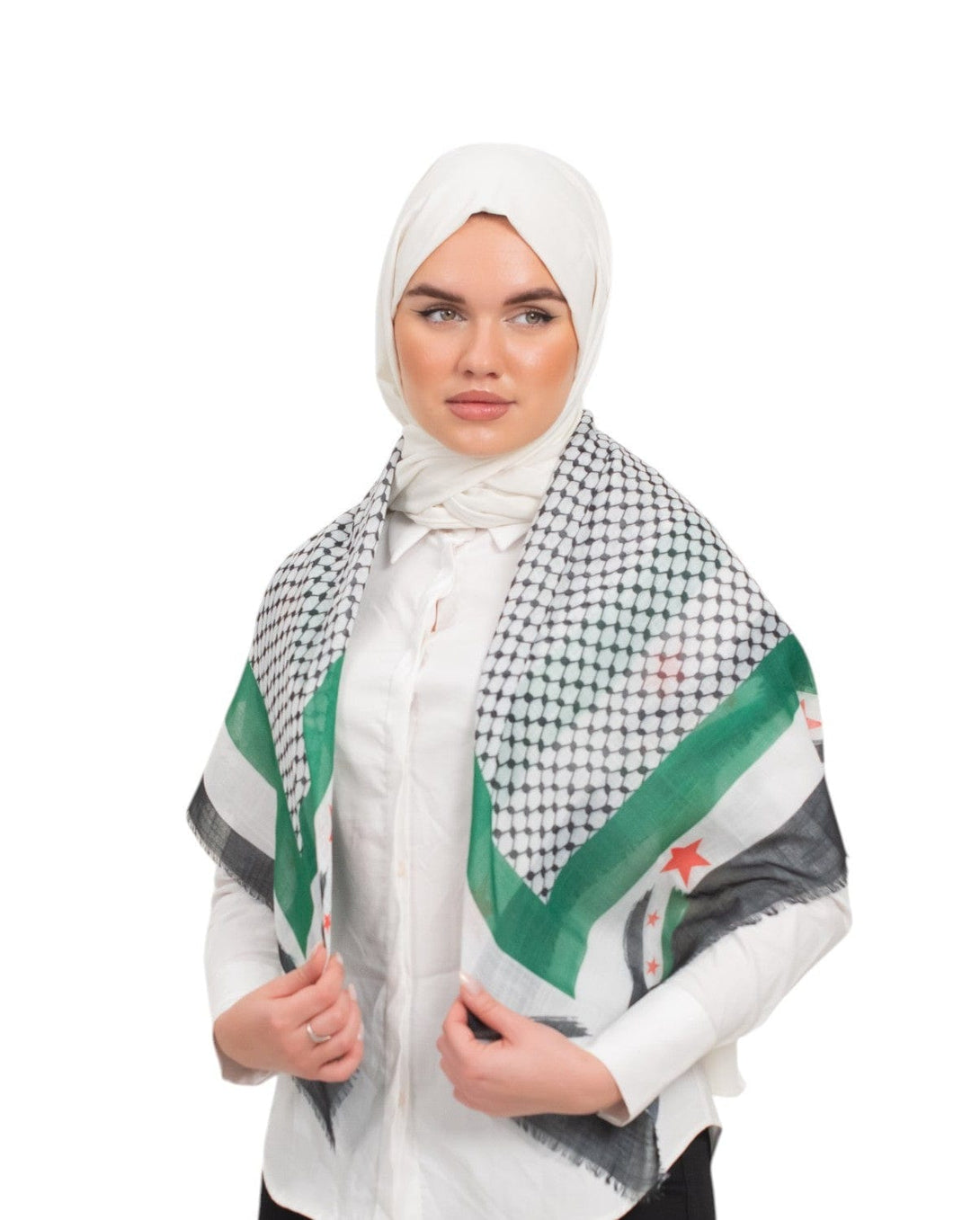 Zaytoon Gift Scarf Syrian Flag Framed Scarf Keffiyeh Colorful Plaid Womens Scarf S100028