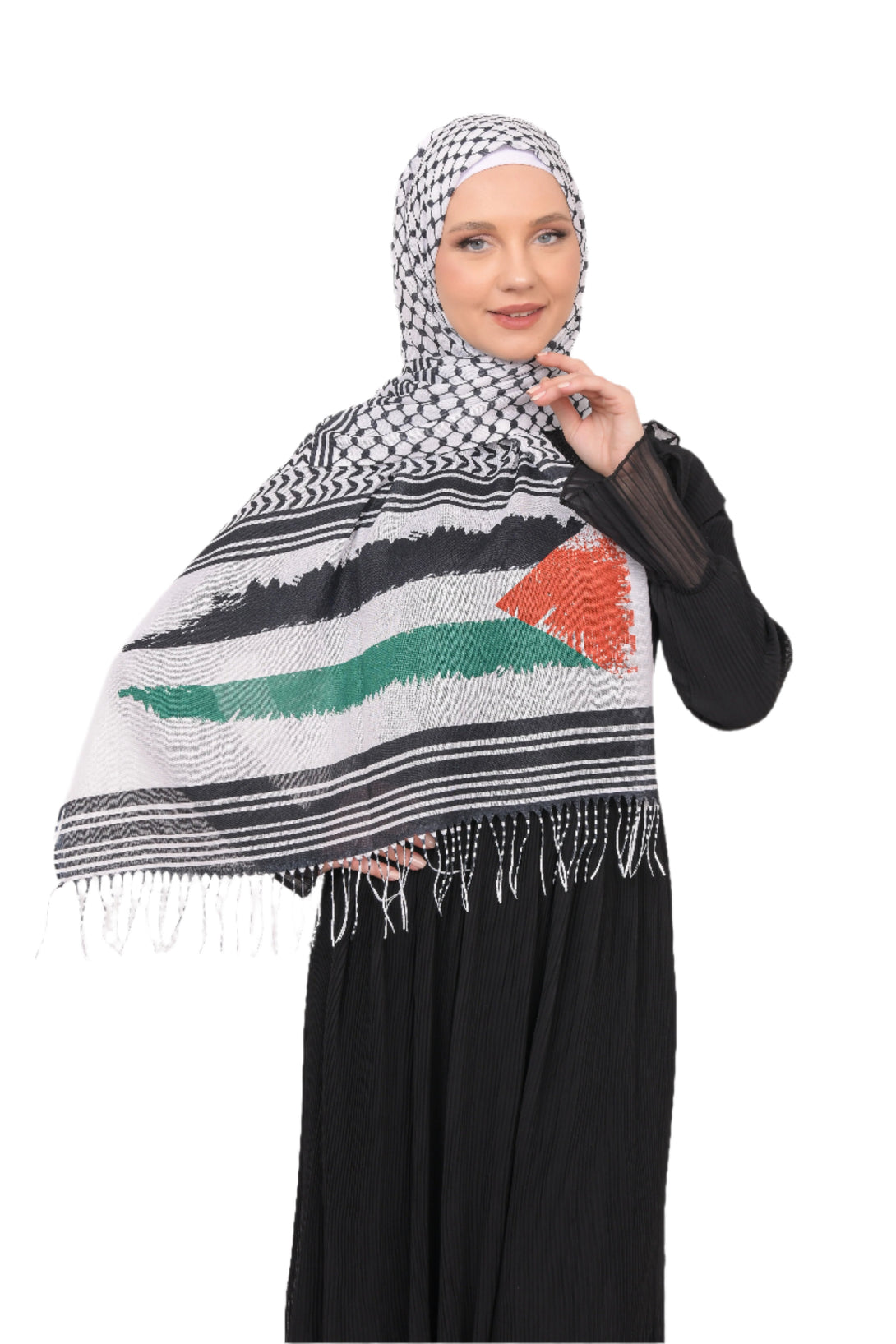 Zaytoon Gift Shawl Keffiyeh hijab modal with palastine flag