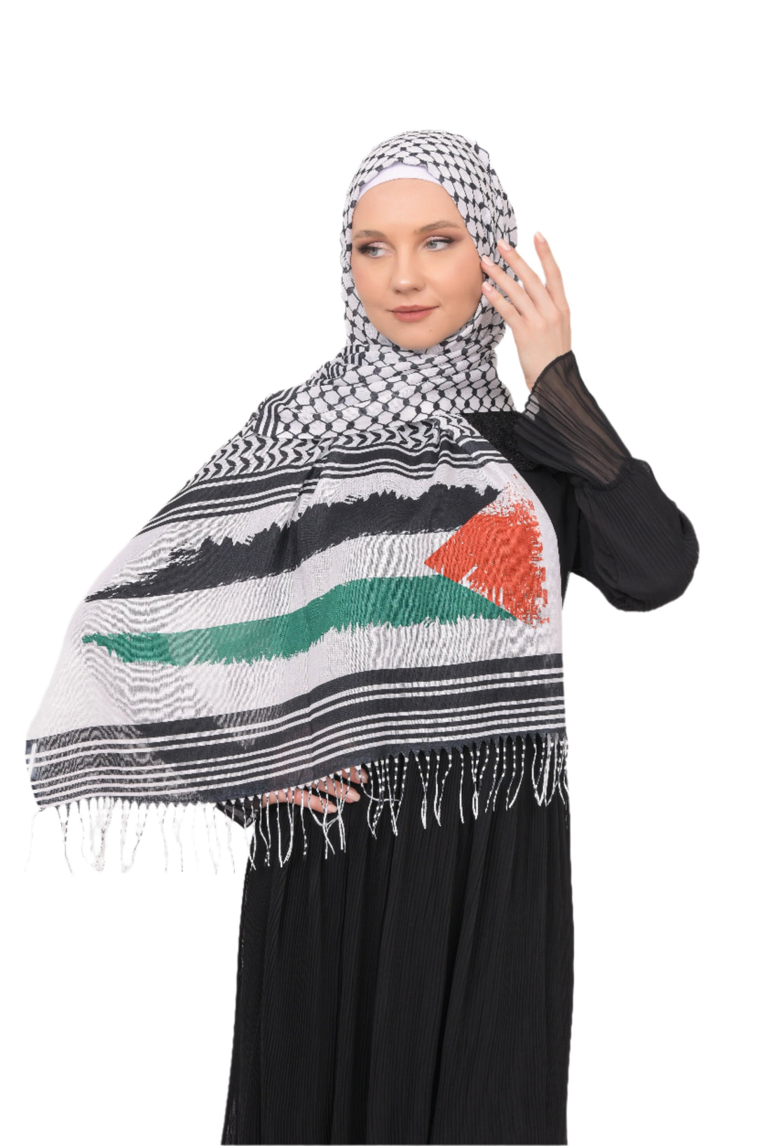 Zaytoon Gift Shawl Keffiyeh hijab modal with palastine flag