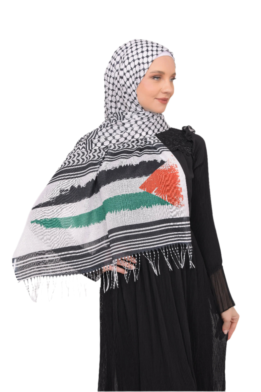 Zaytoon Gift Shawl Keffiyeh hijab modal with palastine flag